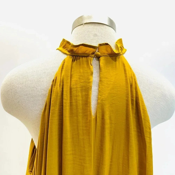NWT NINE WEST Women Sleeveless Pullover High Neck Pleaded Yellow Shirt Size XXL - Picture 9 of 13